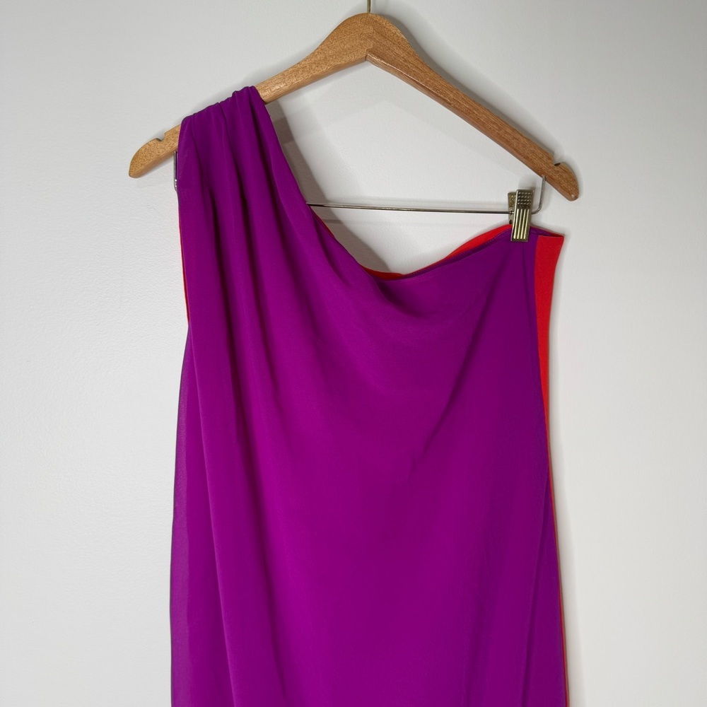 Badgley Mischka Red and Purple One Shoulder Dress - Picture 10 of 11